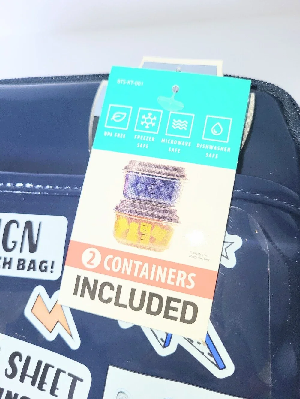 NWT DIY Sticker Lunch Box Fit + Fresh Hayden Insulated School Lunch Bag 4 Piece